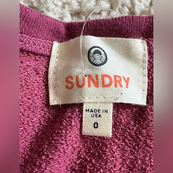 New Anthropologie Sundry “Loved” Mulberry Sweatshirt Top 0 XS 💕 Roomy like a M - Picture 2 of 4